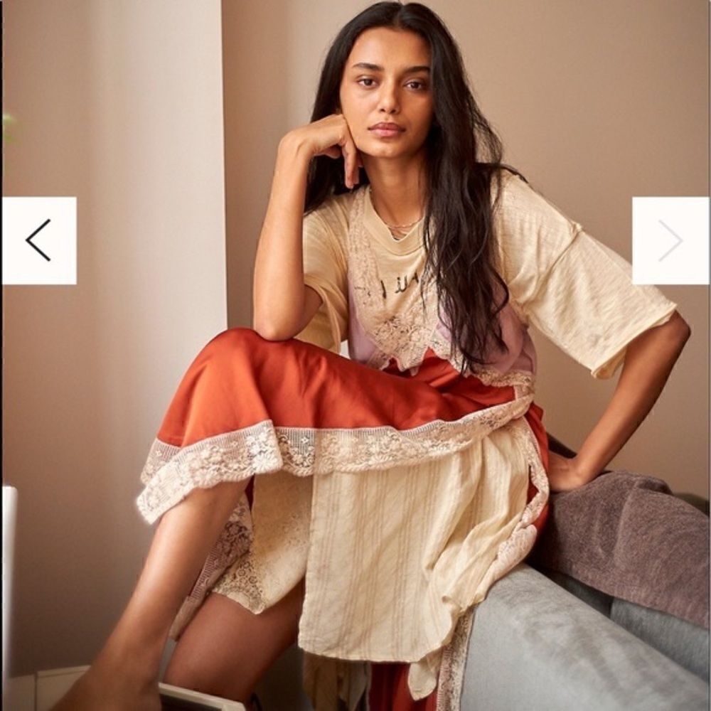 NWT FREE PEOPLE TRI ME MIDI SLIP SUNSET COMBO - Picture 3 of 4